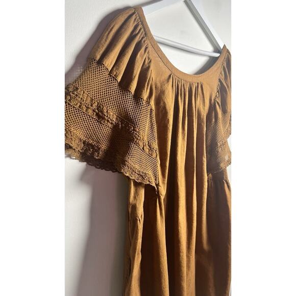 OLD NAVY Flutter-Sleeve 100% Cotton Mini Swing Crochet Dress Plus Size 2X Mocha - Picture 9 of 14